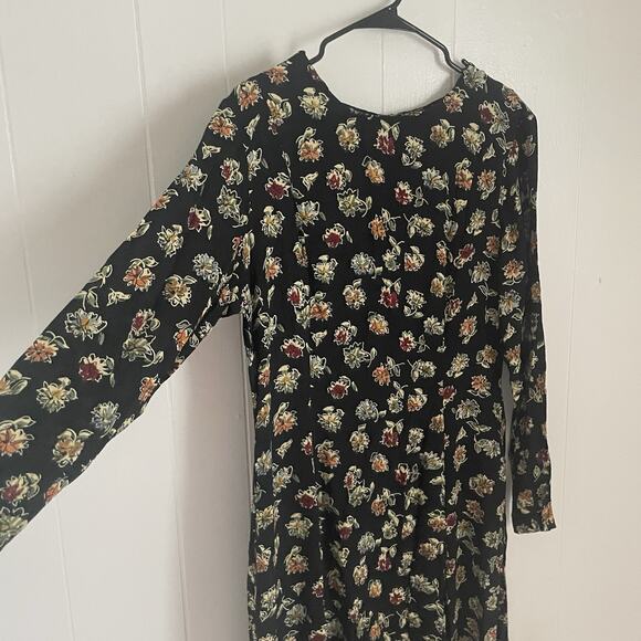 Vintage Dark Floral Maxi Dress NWT L India 100% Rayon Cottagecore Boho Romantic - Picture 3 of 9